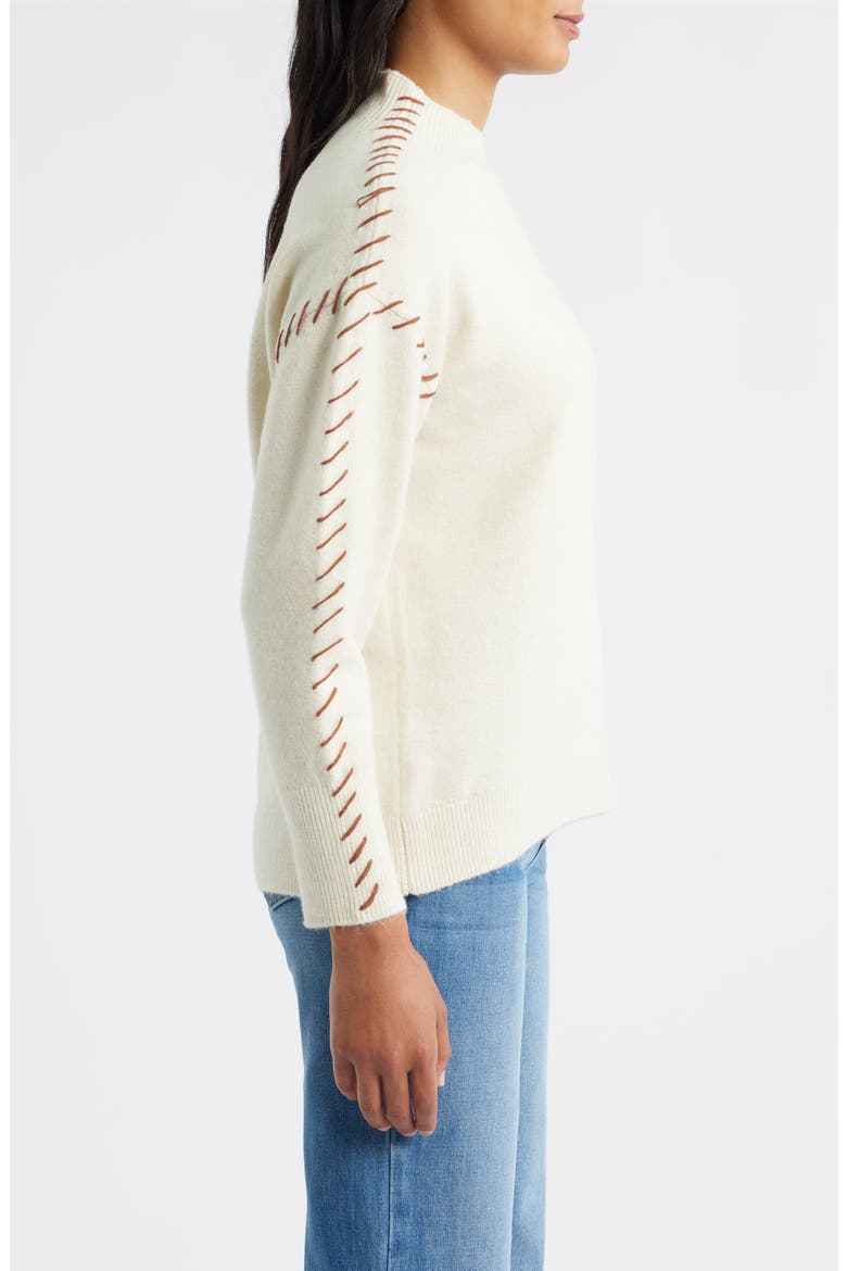 Lutetia Relaxed Whipstich Sweater, Alternate, color, BONE WHITE