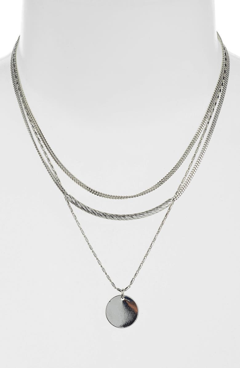 Halogen<sup>®</sup> Short Disc Layer Pendant Necklace, Alternate, color, 