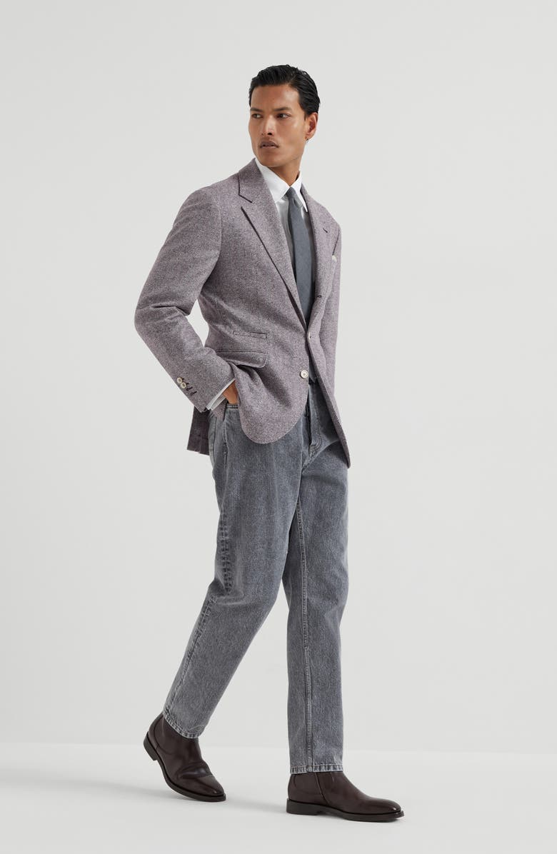 Brunello Cucinelli Chevron deconstructed blazer, Alternate, color, Burgundy