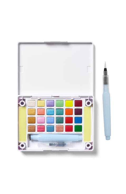 Koi Pocket Field Sketch Kit Creative Art Colors - Watercolor Sets for Painting On the Go - 24 Unique Colors - 1 Water Brush - 2 Sponges - 1 Mixing Palette