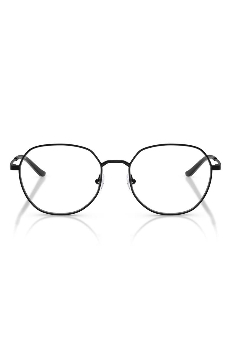 Emporio Armani 54mm Round Optical Glasses, Main, color, Matte Black / Demo Lens