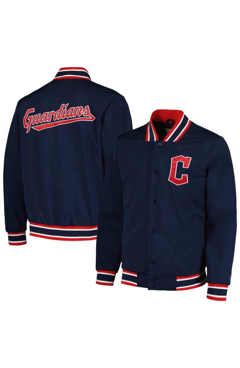 STARTER Men's Starter Navy Cleveland Guardians Secret Weapon Full-Snap Jacket, Main, color, 