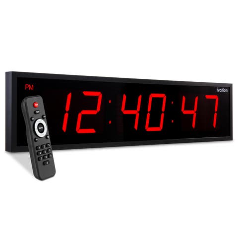 Large Digital Clock, 24 Led Wall Clock with Stopwatch, Alarms, Timer, Temp & Remote