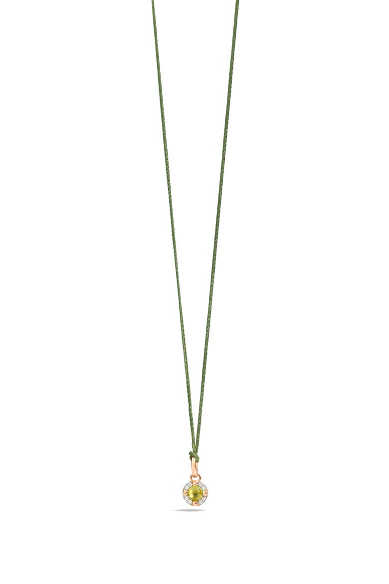 M'ama non M'ama Diamond & Stone Cabochon Pendant Necklace, Main, color, ROSE GOLD/ PERIDOT/ DIAMOND
