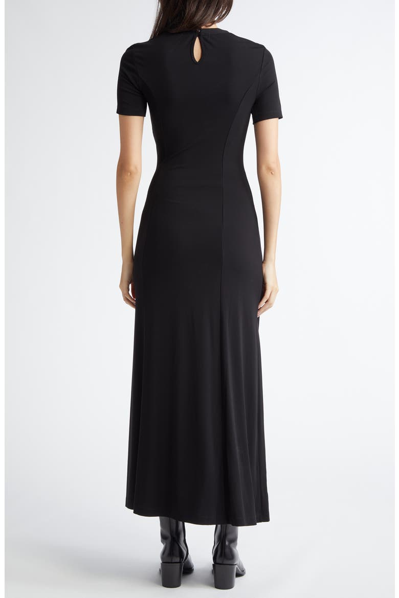 Drapé Pression Short Sleeve Maxi Dress, Alternate, color, BLACK