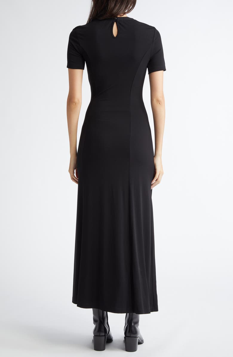 Rabanne Drapé Pression Short Sleeve Maxi Dress, Alternate, color, Black