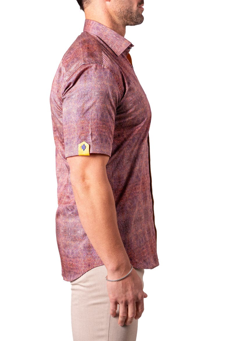 Galileo Resistance2223 Brown Short Sleeve Cotton Button-Up Shirt, Alternate, color, BROWN