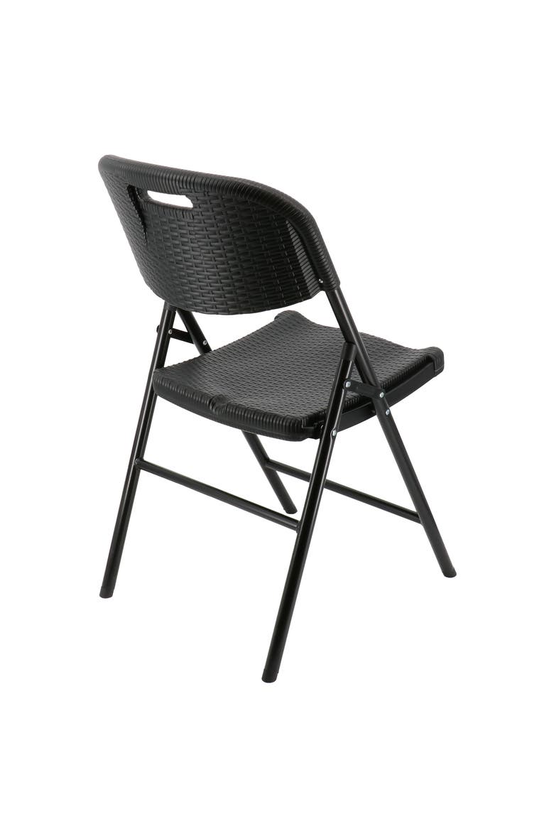 4 Piece Indoor and Outdoor Rattan Folding Chair, Alternate, color, Black