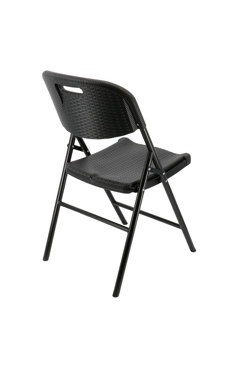 Elama 4 Piece Indoor and Outdoor Rattan Folding Chair, Alternate, color, Black