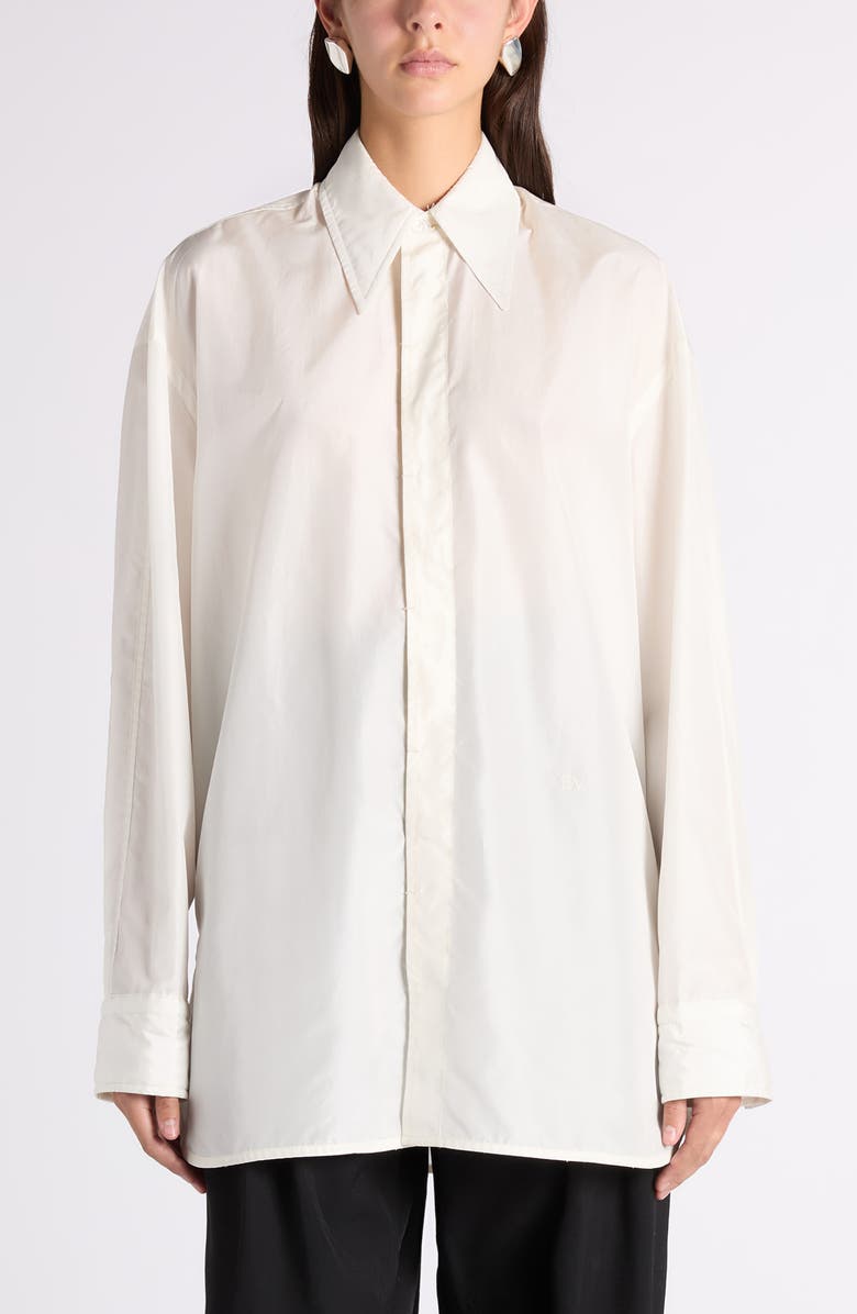 Bottega Veneta Oversize Cotton Button-Up Shirt, Main, color, 9107 Parchment