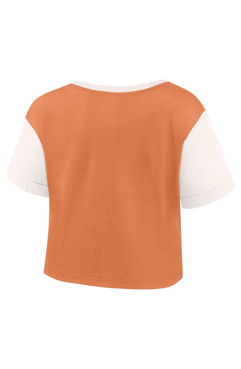 FANATICS Women's Fanatics Branded Texas Orange Texas Longhorns Color-Block Script Tail T-Shirt, Alternate, color,