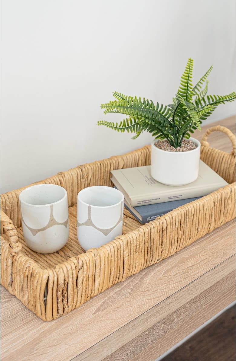 HAPPIMESS Anika Traditional Southwestern Hand-Woven Abaca Tray with Handles, Alternate, color, Natural