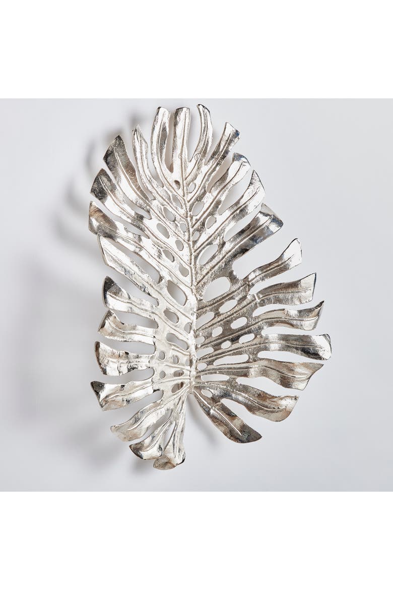 23.5"H x 4"D x 19"W Monstera in Silver Wall Sculpture Art Small, Alternate, color, Silver