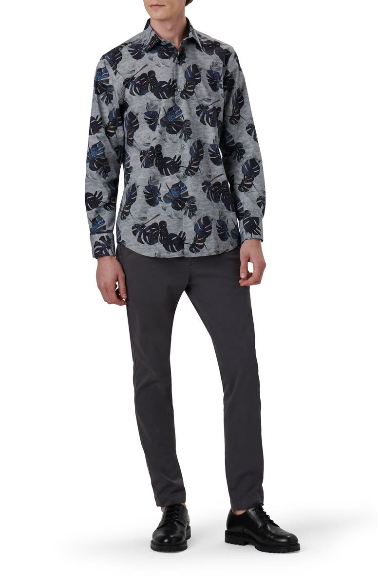 Bugatchi Julian Shaped Fit Print Button-Up Shirt, Alternate, color,