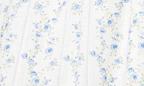 Flying Tomato Floral Puff Sleeve Fit & Flare Minidress In Ivory Blue
