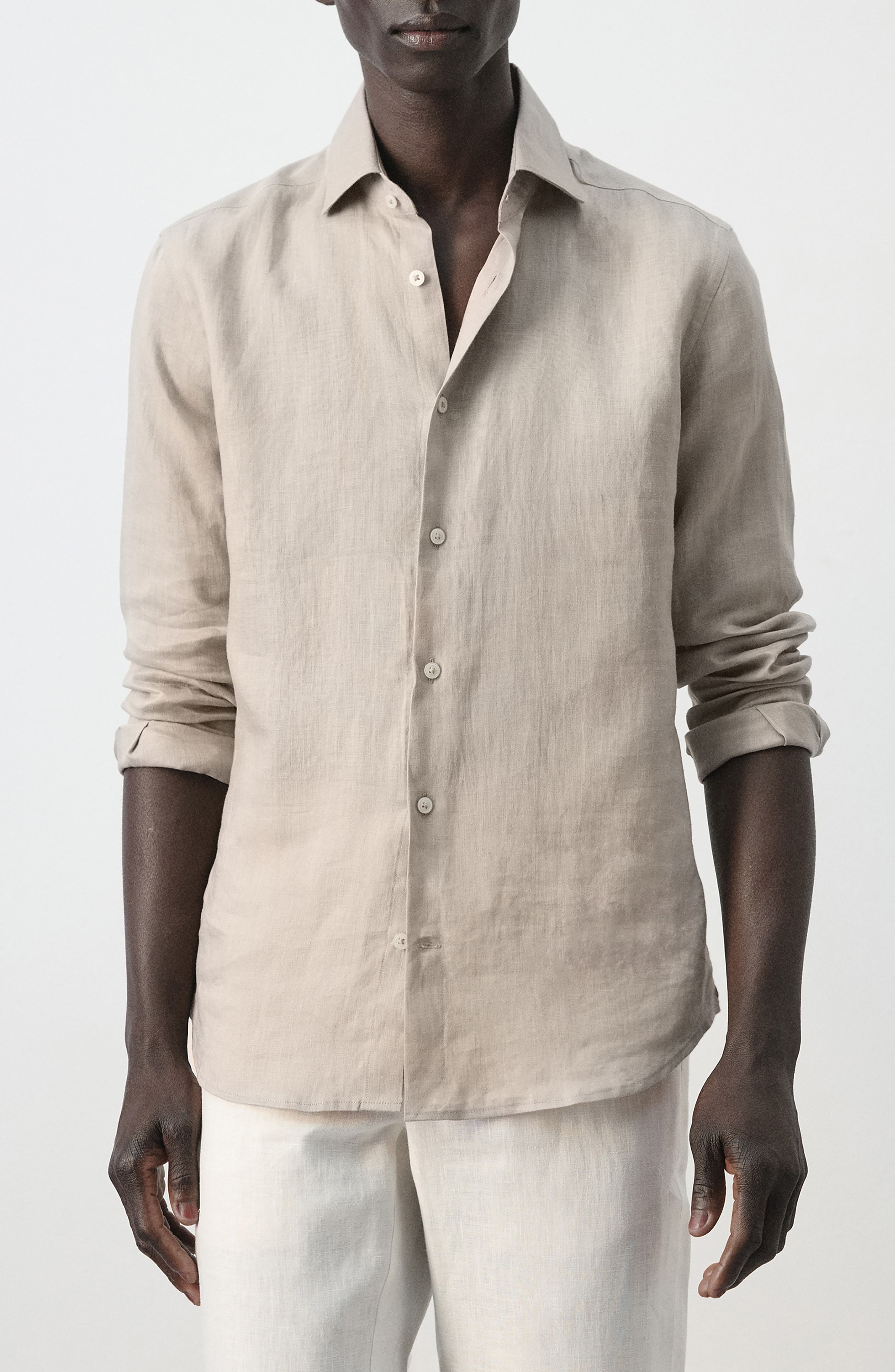 Slim Fit Linen Button-Up Shirt - image 5