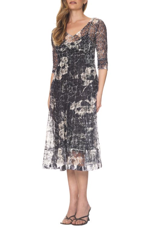Komarov Lace Overlay Cocktail Dress In Gray