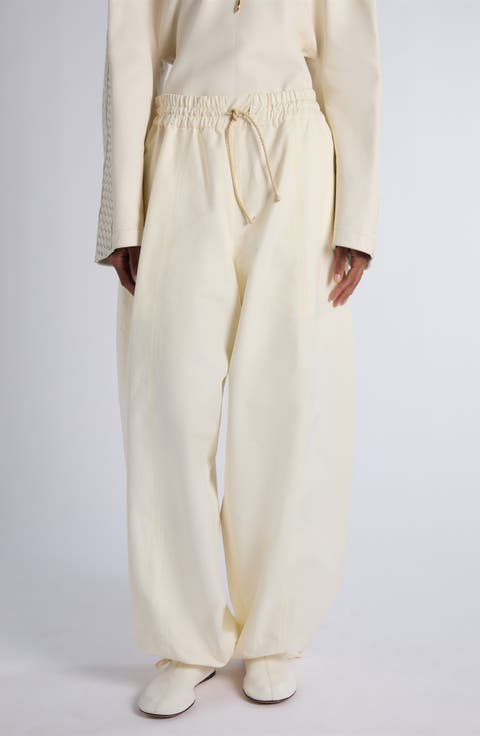 Wide Leg Compact Cotton Toile Trousers