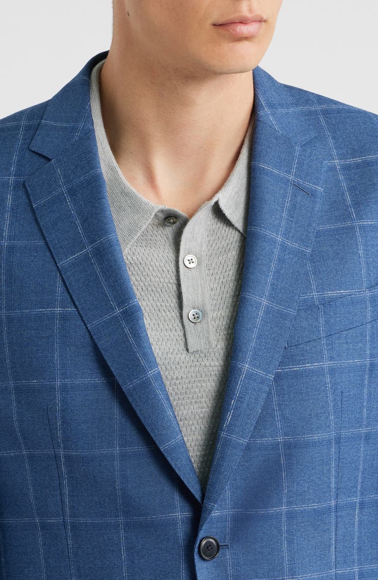 BOSS Huge Slim Fit Windowpane Check Wool Suit, Alternate, color, Dark Blue