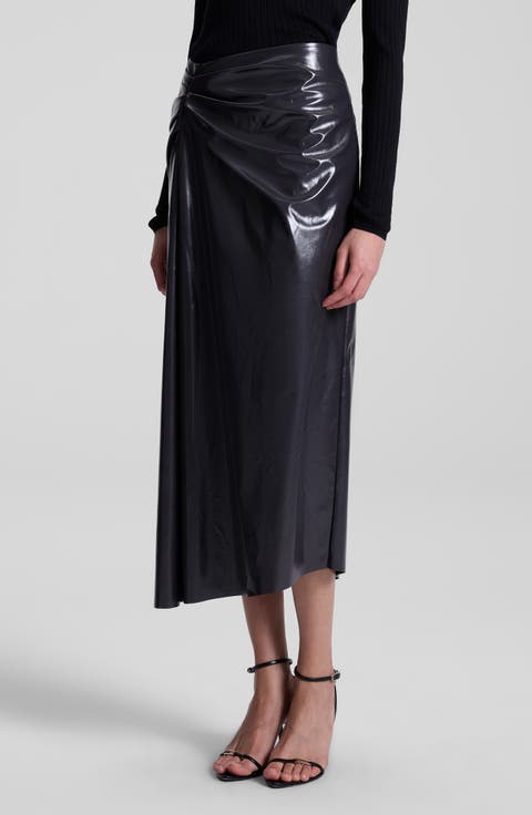 Tessa Ruched Faux Leather Maxi Skirt