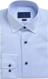 David Donahue Slim Fit Micro Print Dress Shirt