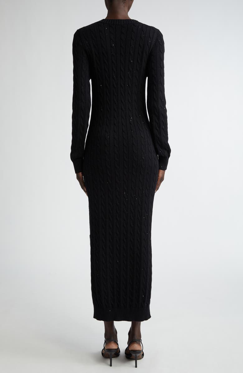 Brunello Cucinelli Sequin Long Sleeve Cable Sweater Dress, Alternate, color, 