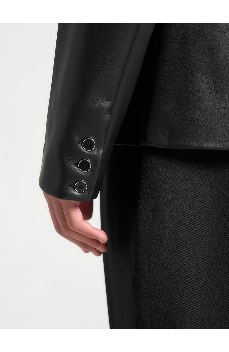 Manière De Voir Didier Double Breasted Leather Suit Jacket, Alternate, color, Black