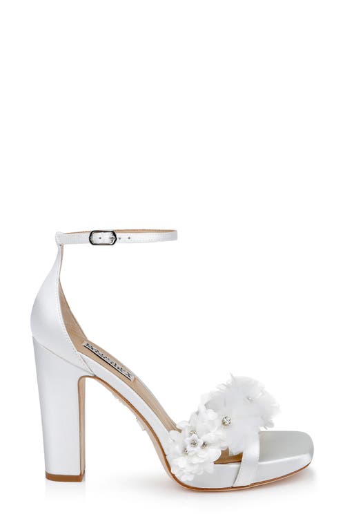 Shop Badgley Mischka Collection Joanna Ankle Strap Sandal In White Satin