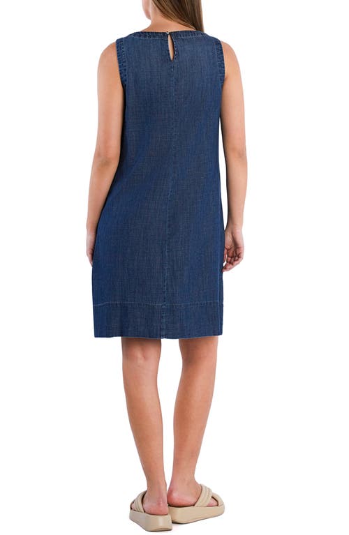 Wash Lab Denim Little Denim Shift Dress In Dark Wash Blue