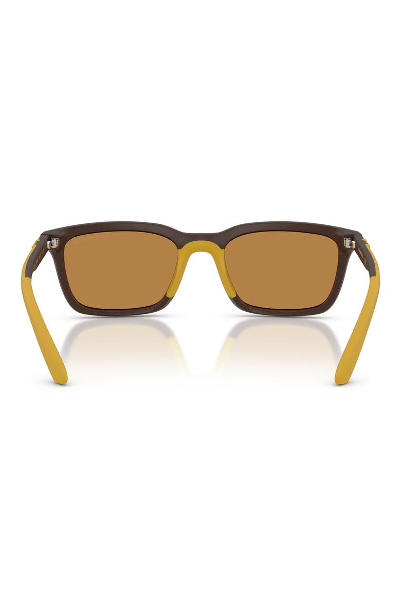 55mm Rectangle Sunglasses, Alternate, color, MATTE BROWN / LIGHT BROWN