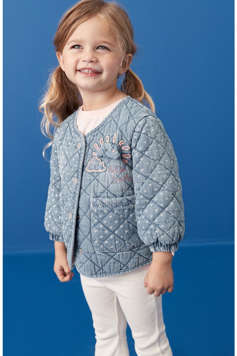 Kids' Embroidered Quilted Denim Liner Jacket, Alternate, color, DENIM BLUE