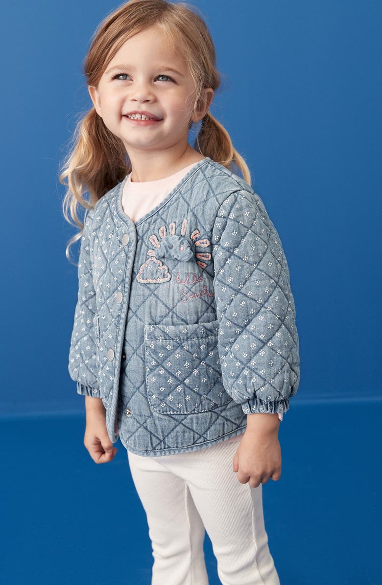 NEXT Kids' Embroidered Quilted Denim Liner Jacket, Alternate, color, 