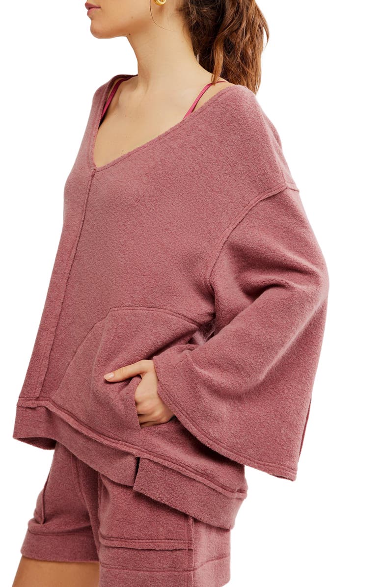 Free People Day Off Fleece Pullover, Alternate, color, Wild Ginger