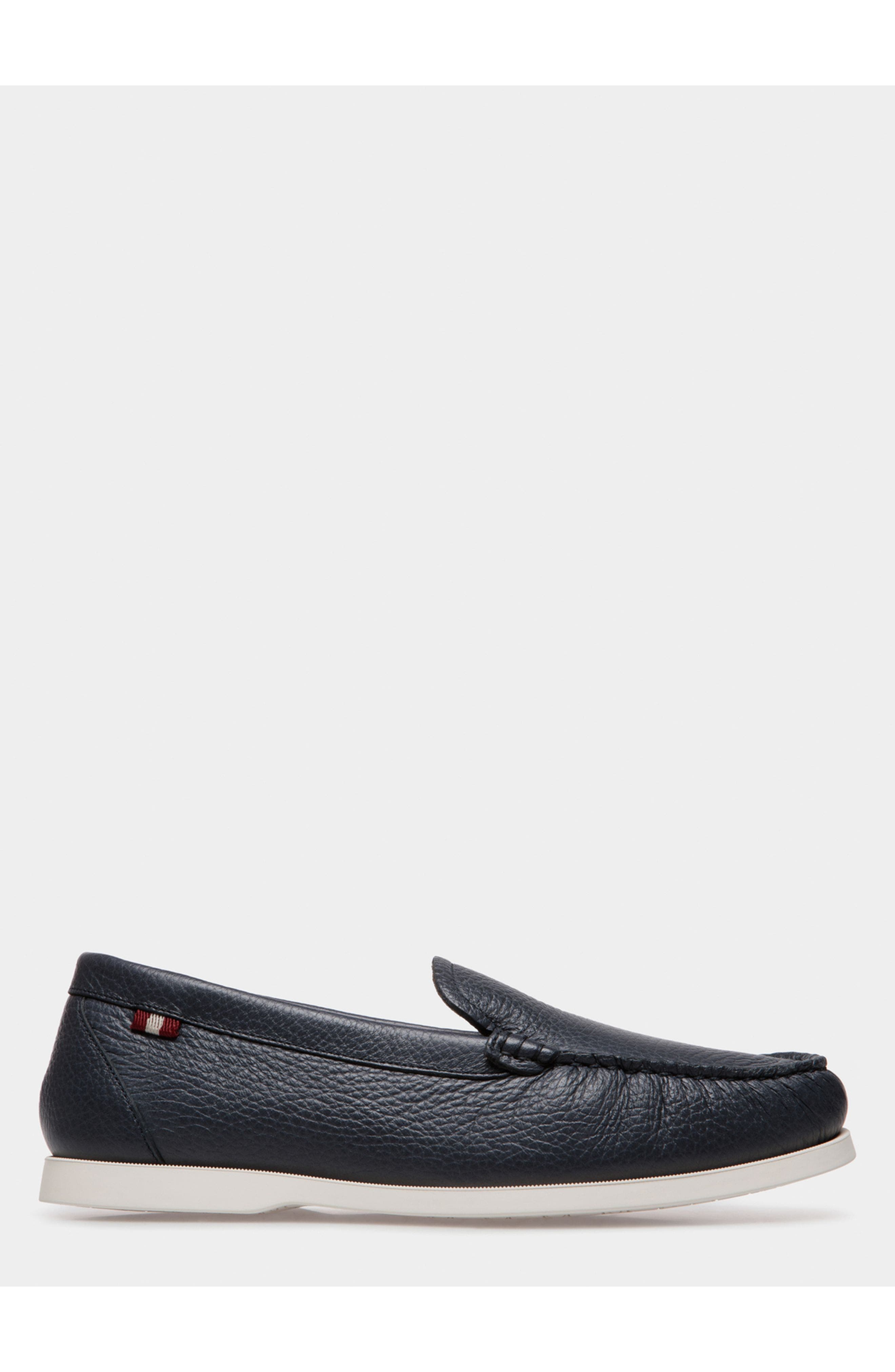 Bally Nelson Loafer In Deer Leather, Main, color, Blue