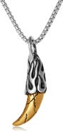Lucky Brand Men's Claw Pendant Necklace, Two-Tone Stainless Steel on 22'' Box Chain