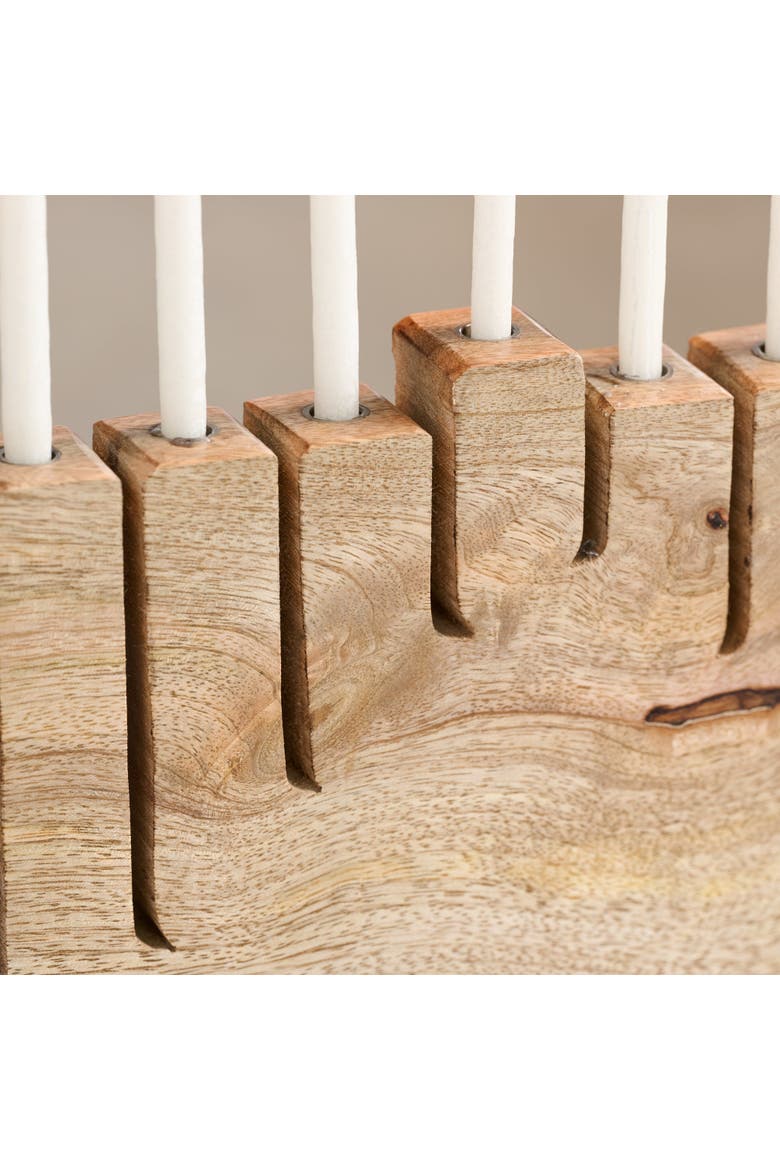 Modern Mango Wood Menorah, Alternate, color, Natural