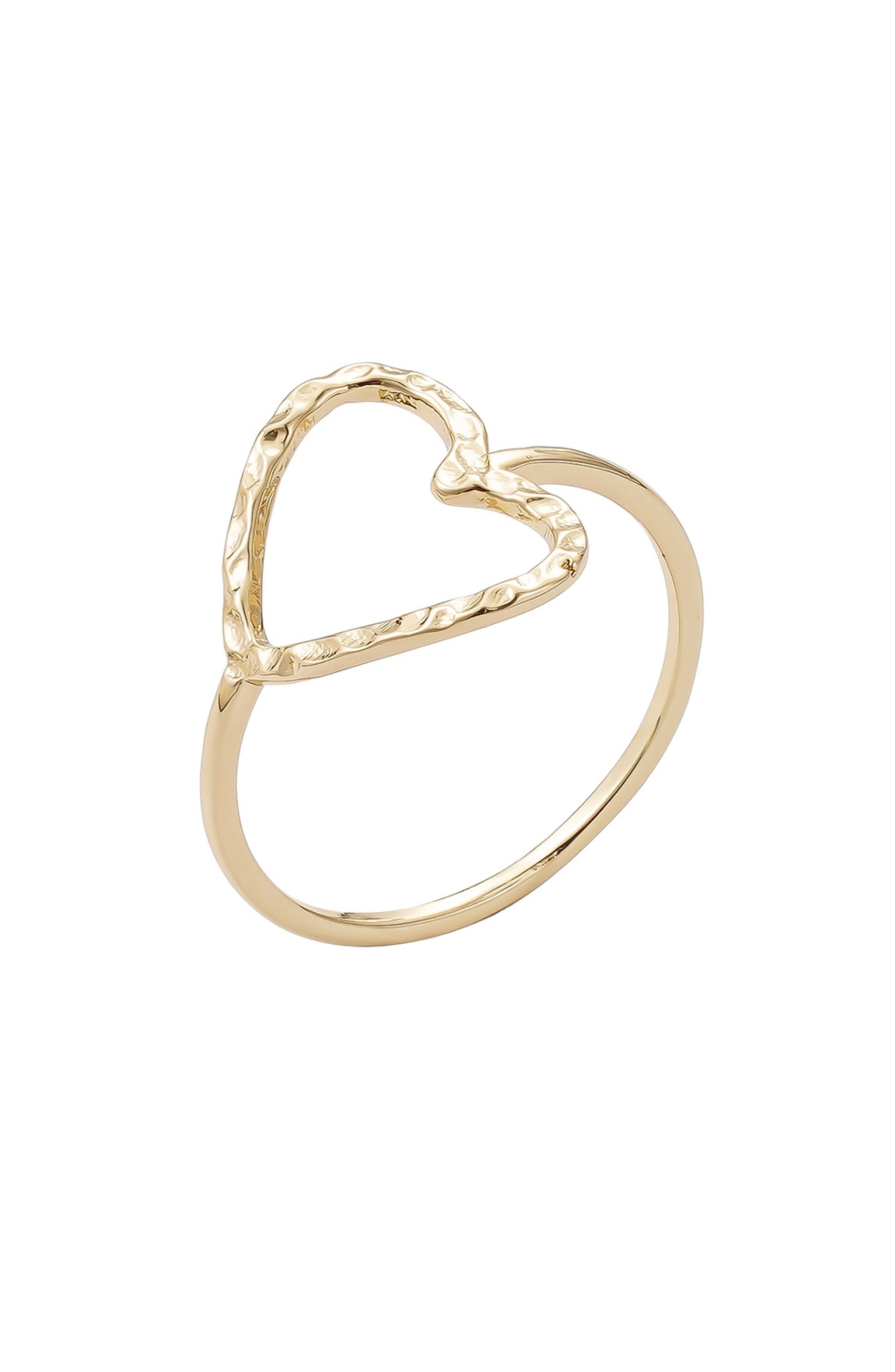 Adornia Hammered Open Heart Ring
