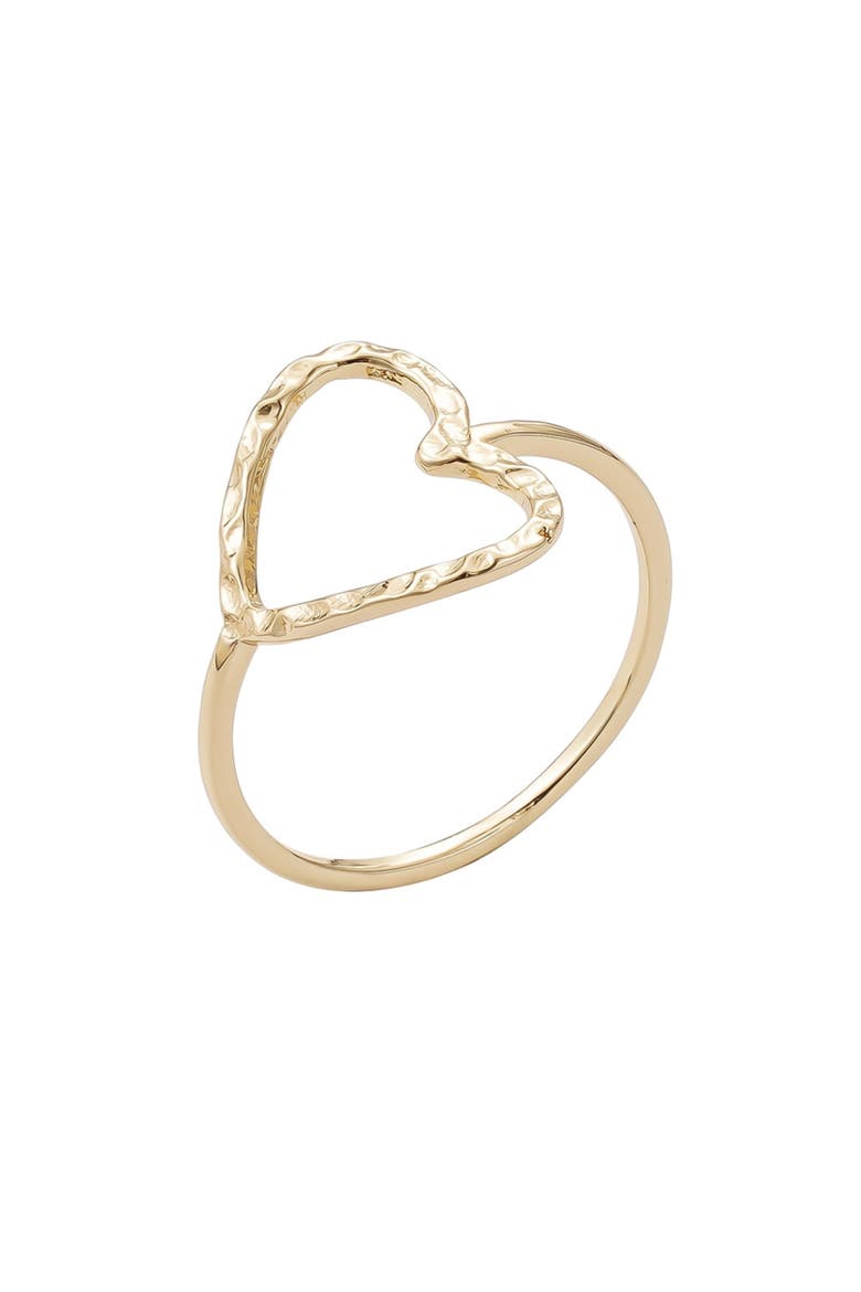 Hammered Open Heart Ring, Main, color, GOLD