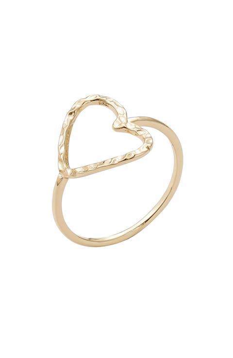 Hammered Open Heart Ring