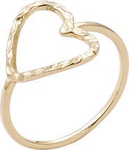 Adornia Hammered Open Heart Ring