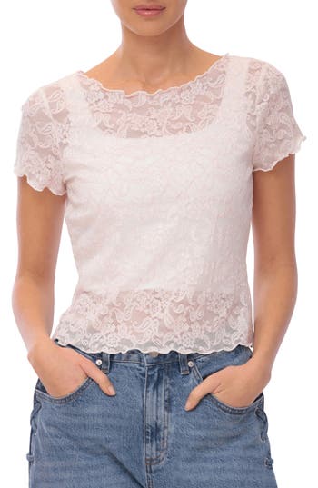 Avec Les Filles Lace Lettuce Edge Top