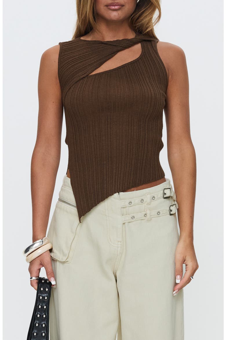 Realyze Cutout Top, Main, color, BROWN