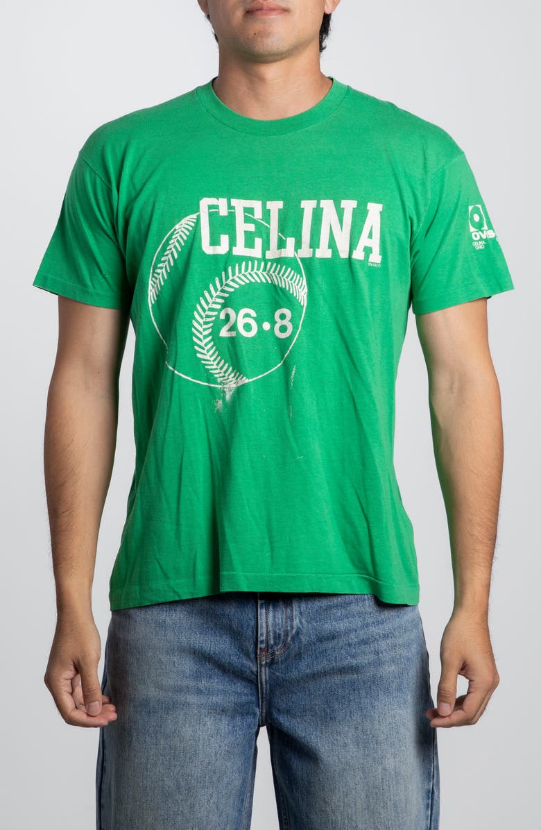 Elwood Vintage Celina Baseball Tee, Main, color, Green