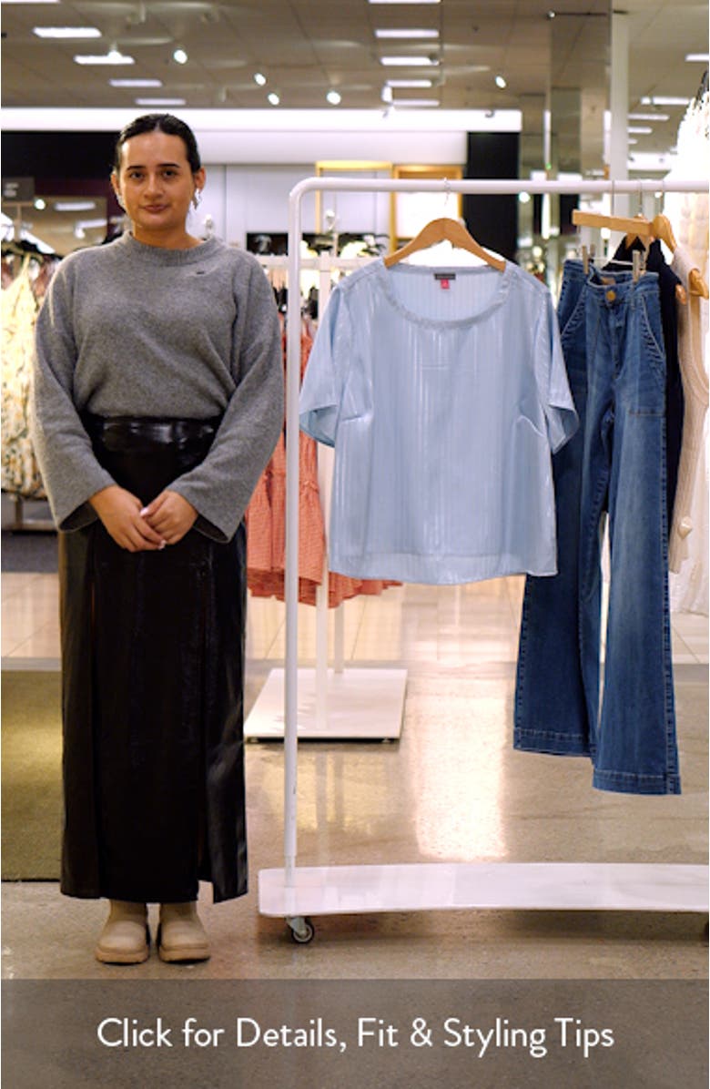 Metallic Stripe Satin Short Sleeve Top, sales video thumbnail