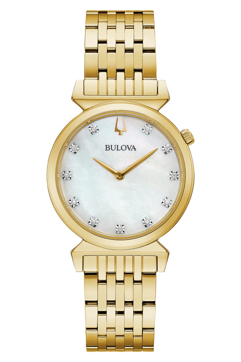 Regatta Mother-of-Pearl & Diamond Bracelet Watch, 30mm, Main, color, GOLD