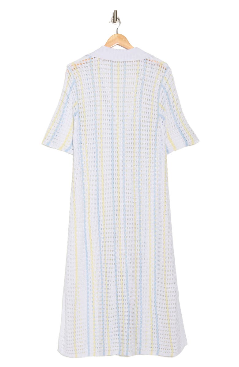 NORDSTROM RACK Open Knit Button-Up Cover-Up Dress, Alternate, color, Blue- White- Yellow Stripe