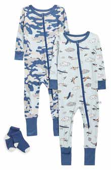 SLEEP ON IT 2-Pack Stretch Viscose Convertible Coverall Pajamas with Socks