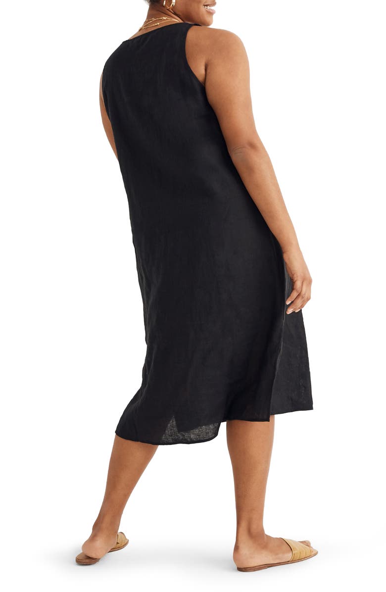 Madewell Linen Blend V-Neck Midi Tank Dress, Alternate, color, 