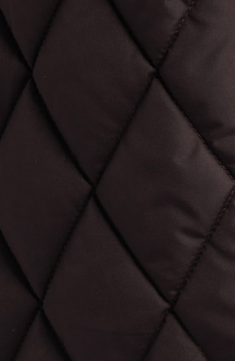 Michael Kors Faux Shearling Lined Quilted Hooded Coat, Alternate, color, Chocolate