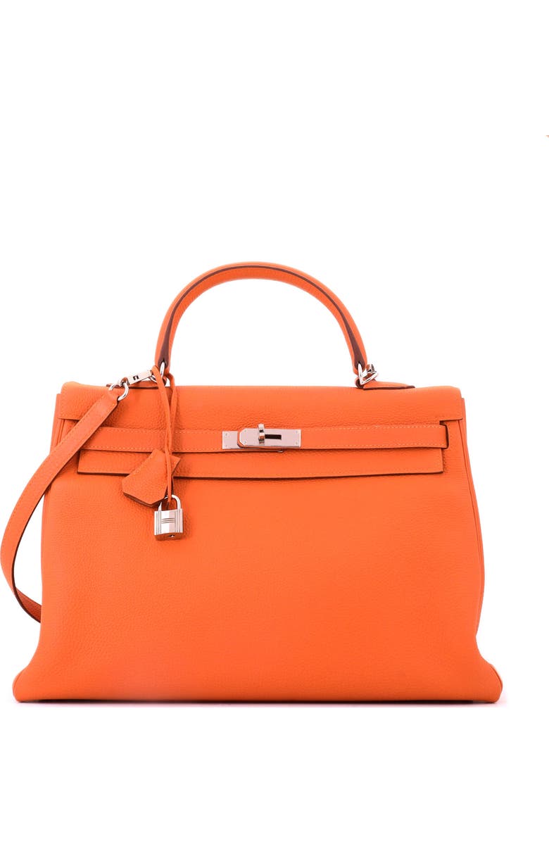 Pre-Owned Hermes Kelly Handbag Orange Togo with Palladium Hardware 35, Main, color, Orange H